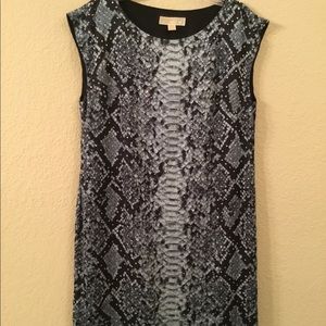 MICHAEL KORS A-LINE PRINT DRESS WITH RHINESTONES